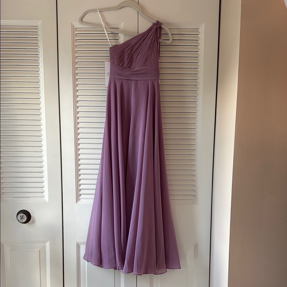 JJs House Purple Asymmetrical Ruched Gown